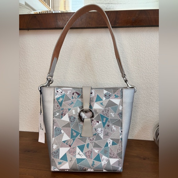 Dooney & Bourke Geometric Shoulder Bag - Gray and Teal - Picture 1 of 7